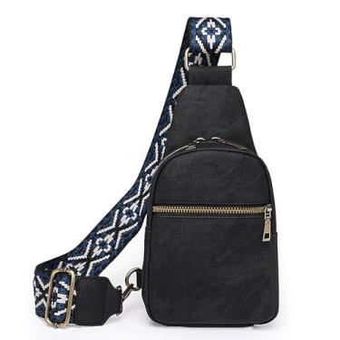 Imagem de Long Keeper Bolsa tiracolo pequena - bolsa feminina masculina de couro vegano para telefone bolsa de viagem tiracolo, bolsa transversal casual, Preto