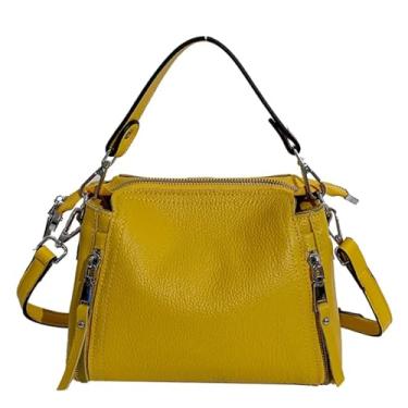 Imagem de Bolsas femininas de couro genuíno bolsa de ombro feminina bolsas mensageiro femininas bolsa sacola feminina, Amarelo