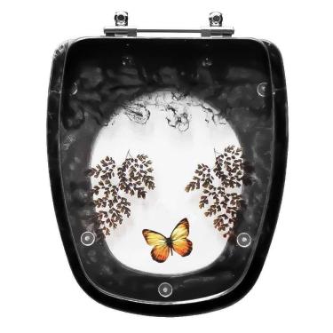 Imagem de Assento Sanitário Decorado Monte Carlo Preto Para Bacia Deca