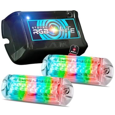 Imagem de 2 Strobo Automotivo Carro AJK 2 Faróis RGB Nova Central Lite
