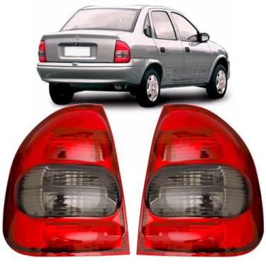 Imagem de Par Lanterna Traseira Corsa Sedan E Classic 2000/2010 Fumê