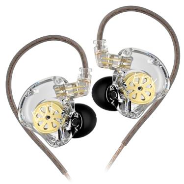 Imagem de Fones de ouvido KZ EDX Lite IEM, unidade de driver dinâmico superlinear, fones de ouvido com fio, fones de ouvido KZ 1DD graves profundos com cabos de pino C removíveis para corrida (transparente, sem