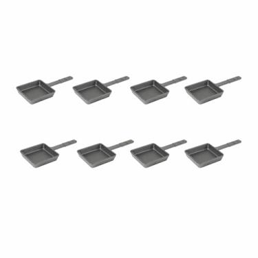 Imagem de HAWOK Frigideiras pré-temperadas de forma quadrada mini raclette, frigideira para derreter queijo de churrasco, frigideiras de queijo para churrasco, pratos de raclette (8 peças)