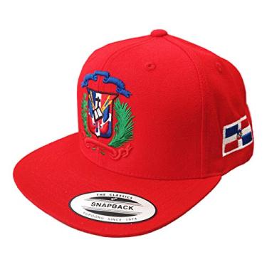 Imagem de Peligro Sports Boné Snapback Shield da República Dominicana, Vermelho, One Size