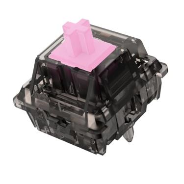 Imagem de DUROCK Interruptores de teclado linear, interruptor linear L3 de haste rosa cremoso 65 g, banhado a ouro com mola suave transparente fumê 5 pinos interruptores para teclado mecânico (L3 65 g interruptor fumê, 70 peças)