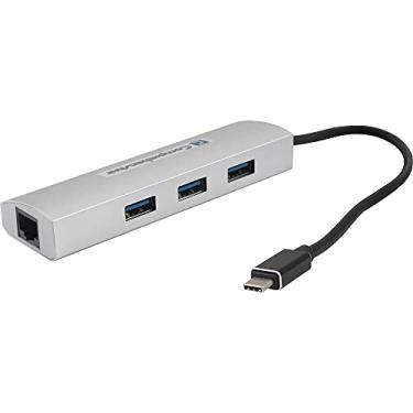 Imagem de Comprehensive Hub USB 3.0 USB 3.1 tipo-C 3 portas USB 31-3HUB-RJ45 com Gigabit Ethernet, preto/prata