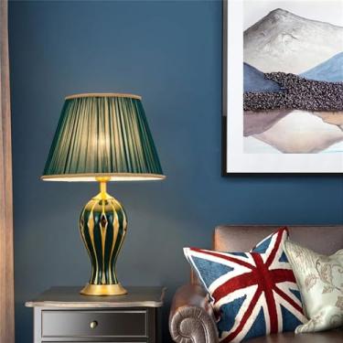 Imagem de OUFULA Cerâmica Contemporânea Lâmpada de Mesa Luxuosa Sala de estar Quarto Bedside Desk Light Hotel Engenharia Luzes Decorativas (C)