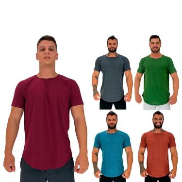 Imagem de Kit 5 Camiseta Longline MXD Conceito Slim Cores Básicas e Mescladas Lisas-Masculino
