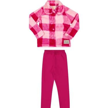 Imagem de Conjunto Infantil Menina Inverno Casaco Pêlo Jacquard E Calça Moletom Tam 2 a 8 - Angerô-Feminino