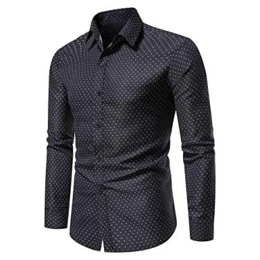 Imagem de Camisas de manga comprida para homens verão outono gola tartaruga trabalho blusa básica masculina 2024 Y2K, Z-496 Preto, P