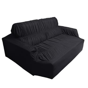 Imagem de Capa De Sofá 3 Lugares Retrátil Lara 100% Poliéster Resistente Preto