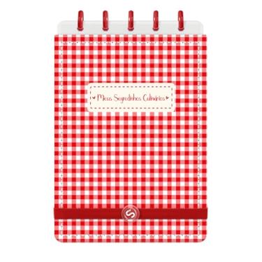 Imagem de Caderno De Disco Receitas Toalha Vermelho E Branco