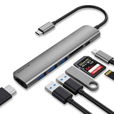 Imagem de WALNEW Hub USB C, adaptador MacBook Pro USB C, Hub 7 em 1 tipo C com 4K USB-C para HDMI, 3 portas USB 3.0, leitor de cartão SD/TF, dock PD 100W para MacBook Pro/Air (Thunderbolt 3)/dispositivos Tipo C