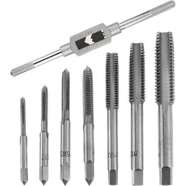 Imagem de Jogo de Tarraxas e Macho HSS 8 Peças Lorben Abrir Roscas M3 a M12 Manopla Universal