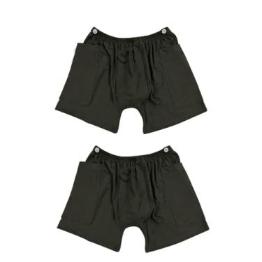 Imagem de Pacote com 2 calças de urina para homens, calças para cuidados com incontinência com bolsos externos duplos para cateter, shorts para drenagem de ostomia (masculino-M)