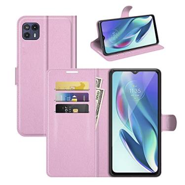 Imagem de Capa para Moto G50 5G, couro PU com suporte para cartão de crédito, carteira fina com suporte, capa protetora para Motorola Moto G50 5G (rosa)