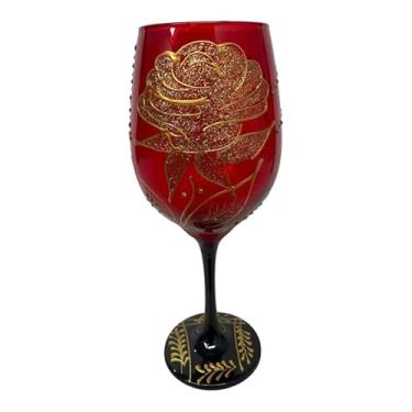 Imagem de Taça Pomba Gira Preta e Rosa Vermelha Barone Cristal 490ml