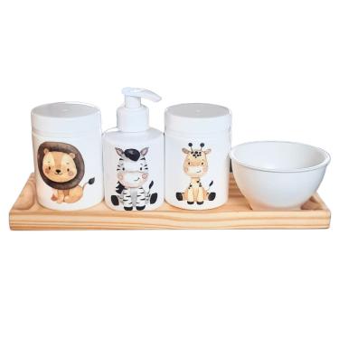Imagem de Kit Higiene Baby Safari 5 pçs - Com Bandeja e Tampa c/ trava