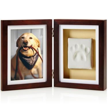 Imagem de Pearhead Porta-retratos com estampa de pata de cachorro ou gato com kit de impressão de argila, perfeito para amantes de animais de estimação, expresso