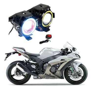Imagem de Par Farol de Milha Angel Eye U7 para Moto Kawasaki NINJA ZX 10 R 1000 