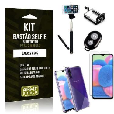 Imagem de Kit Bastão de Selfie Bluetooth Galaxy A30S Bastão +Capinha Anti Impact