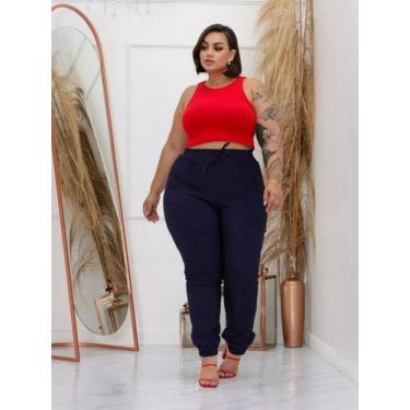 Imagem de Calça Feminina Jogger Plus Size Calça Bengaline Com Elástico Modinha M