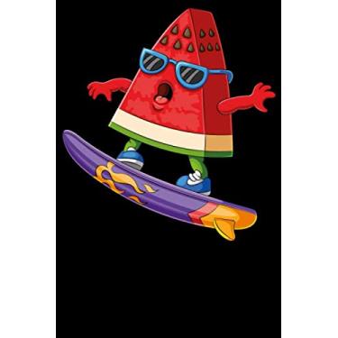 Imagem de Surfen Wassermelone Notizbuch: DIN A5 Kariert 120 Seiten Surf Surfer Surfboarding Wellen Strand Wassersport Kitesurfen Windsurfen Geschenkidee & ... Planer Tagebuch Notizheft Notizblock