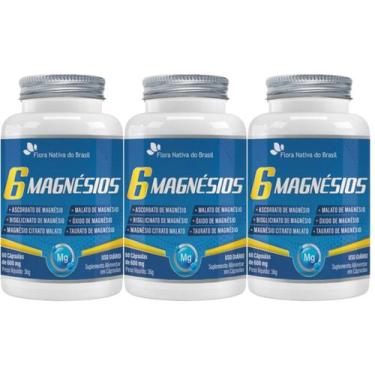 Imagem de Kit 3x 6 Magnésios Taurato Malato Bisglicinato Citrato 60 Capsulas 600