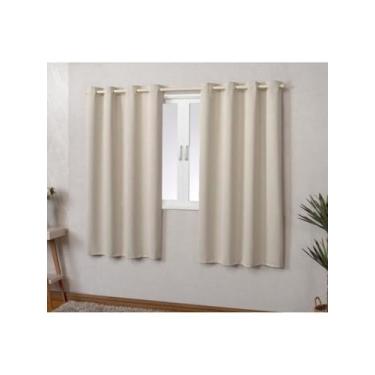Imagem de Cortina Tecido para Janela Blindex Corta Luz 2,20 X 1,30 Blackout Oferta Indicado para Varão até 1,80m (Bege)