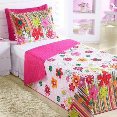 Imagem de Cobre Leito Infantil Solteiro - Garden Pink2 Peças - Aquarela Enxovais
