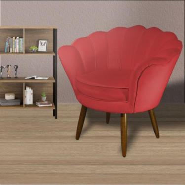 Imagem de Poltrona Decorativa Estofada Para Quarto Closet Pétala Suede Vermelho 