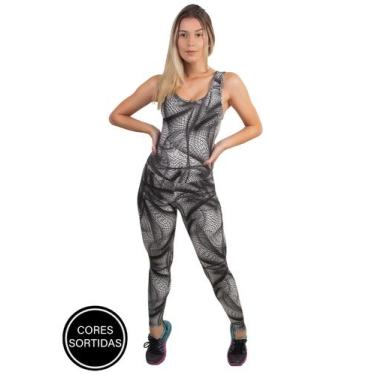 Imagem de Macacão Fitness Longo Suplex Sem Bojo Estampado - WLS Modas, Sortido, 