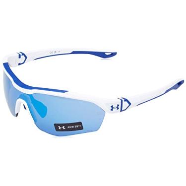 Imagem de Under Armour Óculos de sol masculinos Ua Yard Pro Shield, Branco fosco/azul afinado, 99mm, 1mm