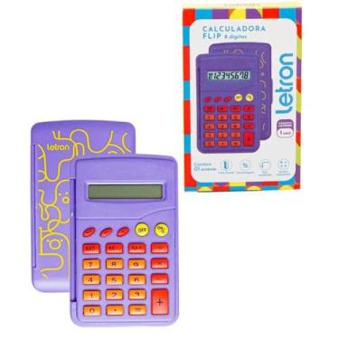 Imagem de Calculadora de bolso 8 digitos flip estampa pets - letron