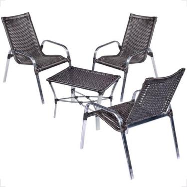 Imagem de Conjunto 3 Cadeiras e Mesa de Centro Alumínio Para Área Externa Fortal