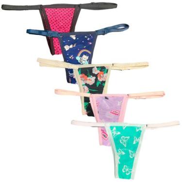 Imagem de Kit 5 Calcinhas Tanguinha Fio Dental Fristyle Microfibra Estampada, G,