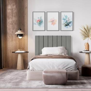 Imagem de Cabeceira estofada suspensa para cama box solteiro - 90 cm - formato p