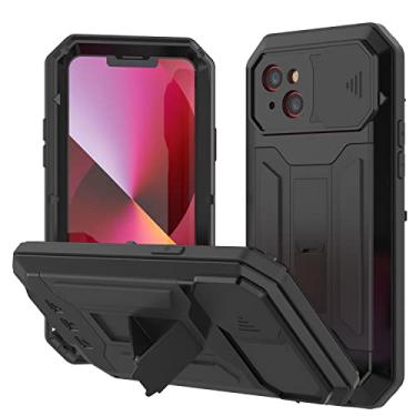 Imagem de PunkCase Capa de metal para iPhone 13 Mini 2.0 | Capa protetora resistente | Design de alumínio e TPU de corpo inteiro com protetor de tela de vidro temperado embutido para iPhone 13 Mini (2021) (5,4") [Preto]