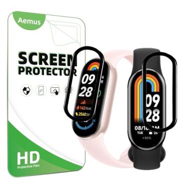Imagem de Aemus Protetor de tela compatível com Xiaomi Mi Smart Band 10 (2025) Película curva 3D de borda macia (pacote com 3) compatível com Mi Band 8, Smart Band 9 Película protetora