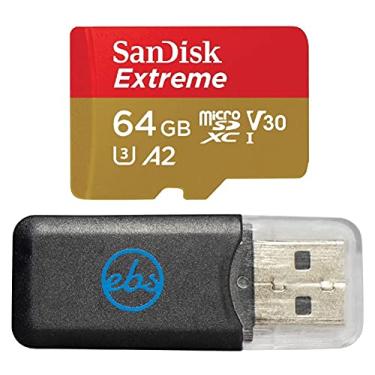 Imagem de Cartão SanDisk Extreme MicroSDXC UHS-I de 64 GB compatível com câmeras de ação GoPro Hero (2024) e Hero 13 SDSQXAH-064G-GN6MN - Pacote com (1) leitor Everything But Stromboli MicroSDXC
