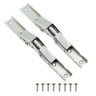 Imagem de RLECS 2 peças dobradiça dobrável prata 90 graus converte nivelada suporte de bancada 180 graus comprimento da dobradiça oculta 165 mm/6,5 polegadas para armário e guarda-roupa porta e baú