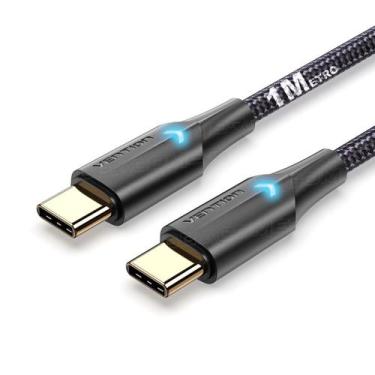 Imagem de Cabo Usb C 1m Tipo C Usb C com Led Grande Longo Turbo 3a - Vention