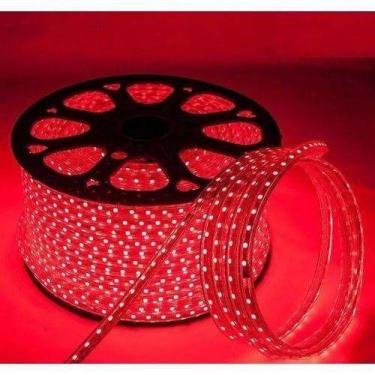 Imagem de Mangueira Fita LED Vermelho 100 Metros Achatada Efeito Natal 220V IP66