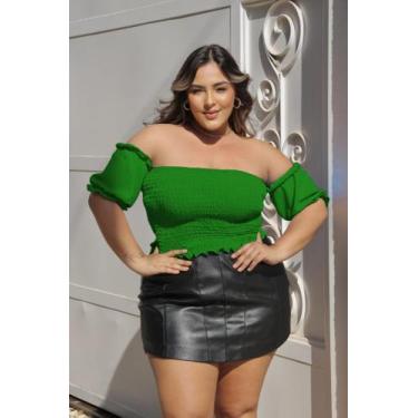Imagem de Cropped Feminino Plus Size sem alça Ajustável Blogueira Verão 2025 - s