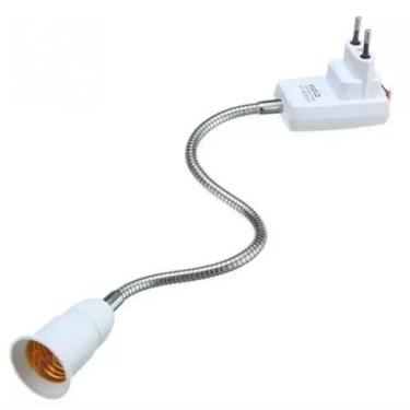 Imagem de Soquete E27 Flexível Adaptador Para Tomada Botão Liga e Desliga 40cm -