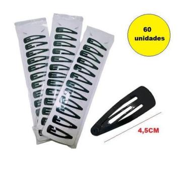 Imagem de Kit 60 Presilhas Cabelo Tic Tac Preto 4,5cm pequeno - Lynx Produções a