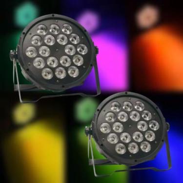 Imagem de Kit 2  Par Led Slim Rgbw 18 Leds - Ad Light