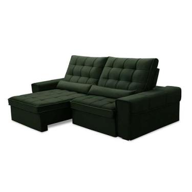 Imagem de Sofá 4 Lugares Retrátil e Reclinável Alasca Veludo Verde - Ferguile
