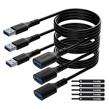 Imagem de Conable Cabo de Extensão Usb 3.0 de 3 Pacotes de 10 Pés, Cabo Extensor Usb A Macho para Fêmea, Transferência de Dados de 5 Gbps para Webcam, Impressora, Teclado, Mouse, Unidade Flash, Disco Rígido, Co