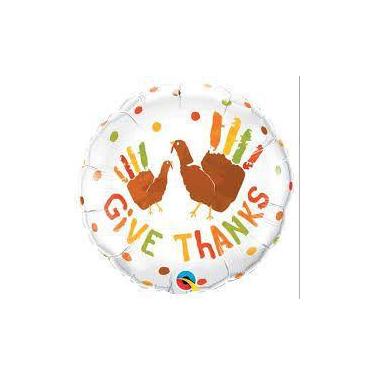 Imagem de Balão 18 redondo give thanks peru/mãos 43473 - Qualatex